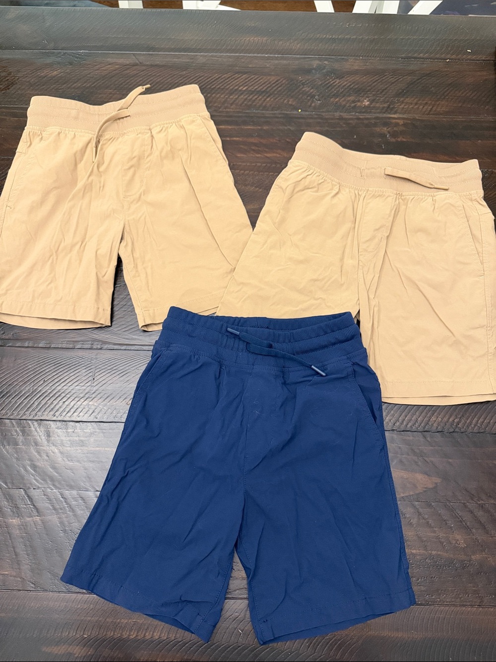 Wonder Nation Navy and Khaki Elastic-Waist Pull-On Shorts - 3 Pairs